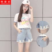 韩爱多 女式系带牛仔短裤
