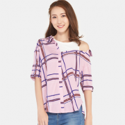 1日0点：Etam WEEKEND艾格周末 女士格纹假两件衬衫