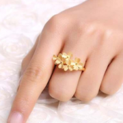 278元/g！CHJ 潮宏基 花团锦簇黄金戒指 5.35g