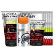 LOREAL 欧莱雅 男士8重醒肤护肤套装（洁面膏100ml+醒肤露50ml+洁面50mlx2+面膜单片x5）