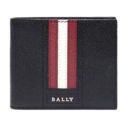 京东PLUS会员：BALLY 巴利  TONETT US ID LT 10 男士黑色红白条纹皮质短款钱包