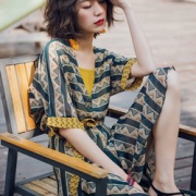 红了秀颜  女士度假民族风雪纺连衣裙