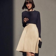 UNIQLO优衣库  女士高腰打褶半身裙