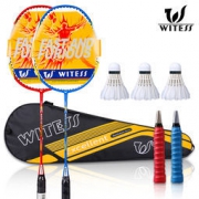 WITESS 羽毛球拍2支 送3个*球+2个*手胶+拍包 4款可选