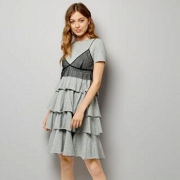 NEW LOOK  女式吊带假两件多层荷叶连衣裙