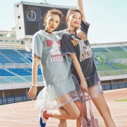韩都衣舍 女装夏新款网纱A字裙两件套
