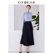 D．F．DEAR 德菲蒂奥 女士高腰条纹显瘦阔脚裤