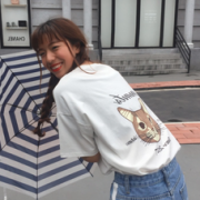 媚蝶妃 短袖女t恤宽松百搭上衣