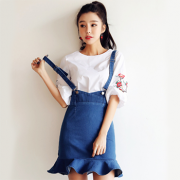 韩都衣舍 新款女装韩版刺绣牛仔时尚套装