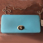 COACH 蔻驰 Crossgrain Leather Slim Chain Envelope 女士斜挎包
