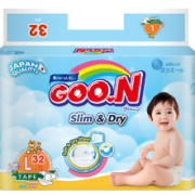 限地区： GOO.N 大王 特薄干爽 婴儿纸尿裤 L32片 *9件 199.1元包邮（需用券）