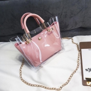 子母挎包# 女夏新款潮chic透明链条单肩斜挎包