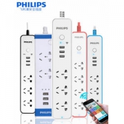 飞利浦 3插位 3USB 2.4A快充 WiFi智能插座 1.8m APP和天猫精灵控制