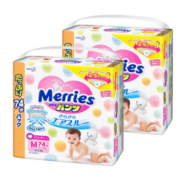 kao 花王 Merries 婴儿拉拉裤 M码 74片 *2包装