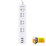 SONMUSE 声缪斯 智能三位 3个USB 2.4A充电排插 钢琴白1.8米
