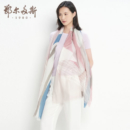 鄂尔多斯1980 21春夏新品精纺羊绒印花披肩 粉 200X90