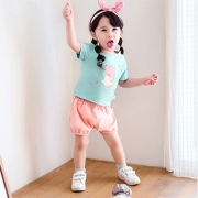 韩都衣舍 女童印花短袖两件套装