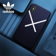 adidas（阿迪达斯）iPhoneX手机壳 仿鹿皮绒 柔软手感 硅胶全包 简洁防滑防摔保护套 蓝色