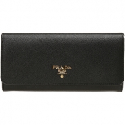 普拉达（PRADA）  黑色牛皮按扣长款钱包 1MH132