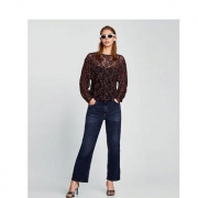 ZARA 女装印花蕾丝上衣