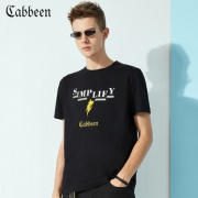 Cabbeen 卡宾 男款纯棉跳跃字母印花短袖T恤