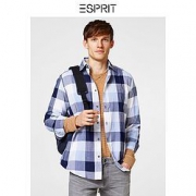 棉100%！ESPRIT 028EE2F017 男士条格衬衫 99元