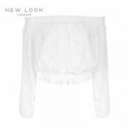 NEW LOOK 女士一字领蕾丝T恤