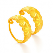 限今日！CHOW TAI FOOK周大福 足金黄金耳环3.20g *2件