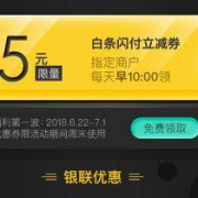优惠券：京东金融 5元白条闪付立减券 指定商户使用