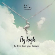 Lily Charmed 银色火烈鸟项链
