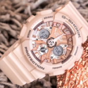 CASIO 卡西欧 G-Shock Rose Gold-Tone Dial 金属少女风运动手表