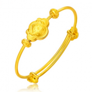限今日！CHOW TAI FOOK周大福 欢腾生肖鸡足金黄金手镯约6.6g