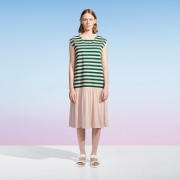 UNIQLO优衣库 女装U条纹拼接打褶连衣裙