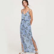 H＆M 女装时尚细肩带V领长款连衣裙