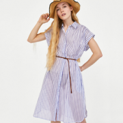 22点！ZARA 06831023060 衬衣式连衣裙 79元包邮