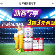 助力世界杯 百威500ML*3罐