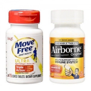 美国产 MoveFree氨糖软骨素白瓶 60粒+Airborne 维生素咀嚼片 32粒