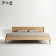 天猫喵住认证 清木堂 高端设计师级 日式风纯实木双人床 1.8*2m