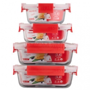 ASD 爱仕达 久扣系列 玻璃保鲜盒四件套（370ML+400ML+640ML*2） *3件 109.7元包邮（需用券）