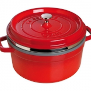 Staub 26cm珐琅铸铁炖锅 带蒸屉