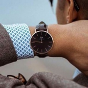 Daniel Wellington 丹尼尔·惠灵顿 Classic Black 中性款黑盘时尚腕表 DW00100140-142