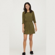 H&M 女装七分袖收腰碎花连衣裙