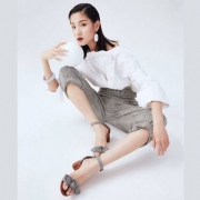 18新款，Teenmix 天美意 女士羊绒皮蝴蝶结一字带粗跟凉鞋 17069BL8 两色