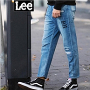 Lee男装 2018春夏新品 破洞刺绣牛仔九分裤 L29869Z027GD