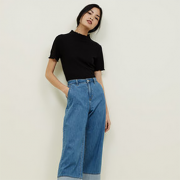 NEW LOOK 夏新款女式木耳边短袖圆领T恤
