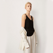 Massimo Dutti  女士黑色双层拼接上衣