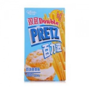 格力高（Glico）双层百力滋 装饰饼干棒 办公室早餐休闲零食蛋糕糕点脆片饼干 奶油香草味45g