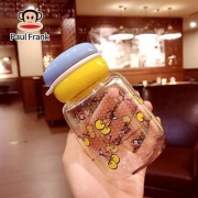 极有家认证，paulfrank 大嘴猴 便携玻璃杯280ml 送杯刷杯套