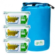贝特阿斯 耐热玻璃儿童保鲜盒三件套（400ml+450ml*2) *4件