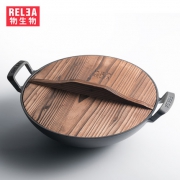 物生物 JV051703-0036 无涂层铸铁炒锅36cm 送保温杯等4个赠品